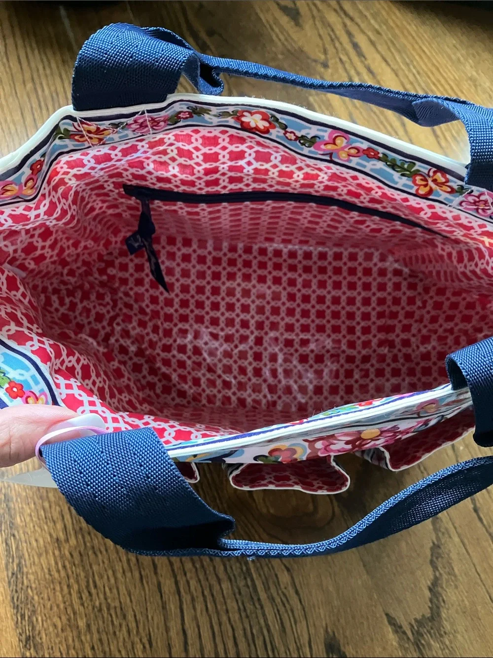 💐NWT Vera Bradley Floral Multicolor Gardening Tote with Navy Handles💐 - Picture 2 of 7
